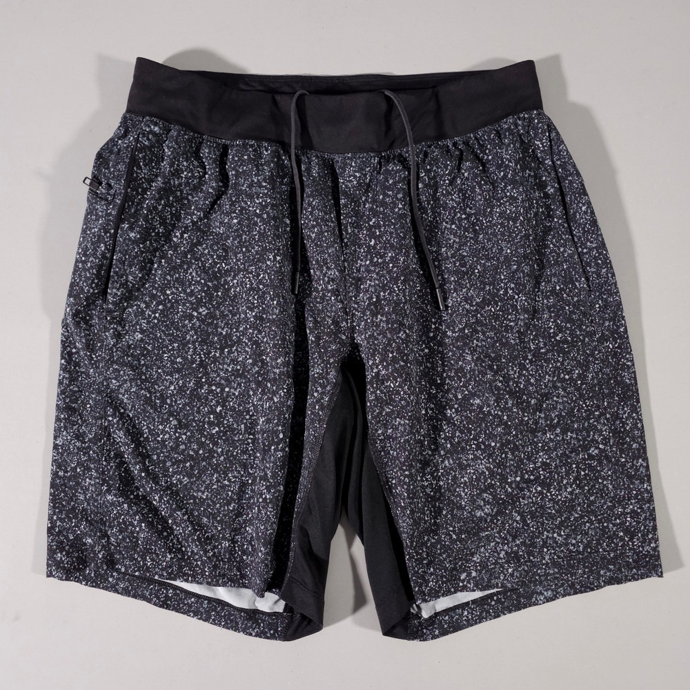 Lululemon Athletic Shorts Mens Medium Black White Speckled Liner Drawstring